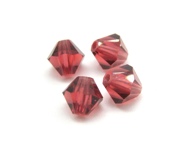 6 mm Czech MC Faceted Glass Bicone Beads - Hot Pink