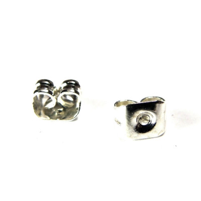 5 mm Butterfly Earring Backs, Scroll backs - 0.8 mm (20 GA) Hole - Silver Plated (10 or 100 Pc.)