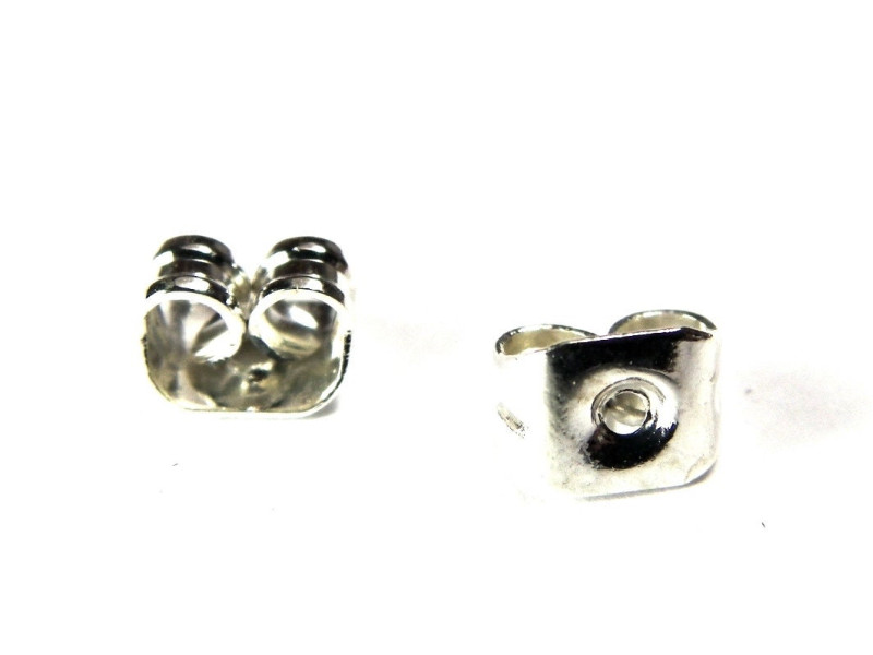 Ohrring Verschlüsse 5 mm mit 0,8 mm Bohrung - Versilbert (10 oder 100 Stk.)