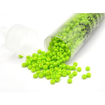 11/0 (2 mm) Miyuki Round Japanese Seed Beads - 8.5 g Vial - DURACOAT OPQ Dyed Neon Green (11-94471)
