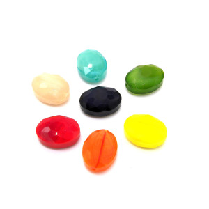 16 mm Large Hand-Made Faceted Oval Glass Beads - C... 16 mm Large Hand-Made Faceted Oval Glass Beads - C...