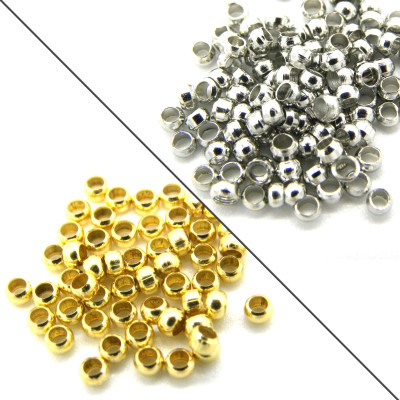 2 mm Crimp Beads - Spacer Beads - 316 Stainless Steel - Silver or 18k Gold Plated-  1 g (.03 oz) approx. 100 Beads