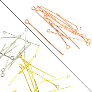 38 mm Medium-Thickness Brass Eyepins - Platinum Si...