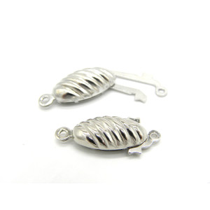 22 mm Large Oval Brass Fish-Hook Box Clasps - Silv...
