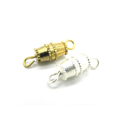 10 x 6 mm Large Brass Barrel Screw Clasp - Screw-On Clasp for Necklaces - Brass (gold coloured) or Silver Plated