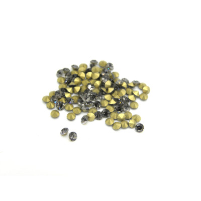 100 Stk. Klasse AA Glas-Chatons - Verschiedene Größen - Black Diamond - Grau