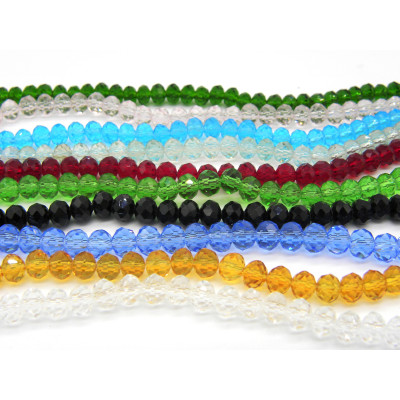 10 mm Large Faceted Flat Round Glass Beads (Rondelle Beads) - Choice of Colours - 34 beads