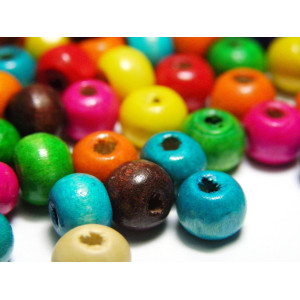 9 x 7 mm Near Round Wooden Beads - Mixed Colours -... 9 x 7 mm Near Round Wooden Beads - Mixed Colours -...