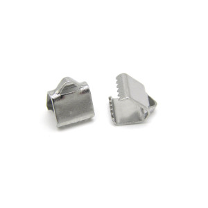 6 mm Small Stainless Steel Ribbon Crimp Ends - Cri...