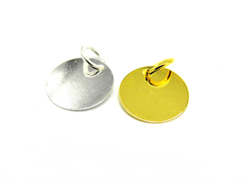 12 mm Große dünne runde Charm-Anhänger aus Messing mit Ring