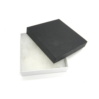 8x8x2 cm (3x3x0.8 inch) Medium Square Grey/Black Cardboard Jewellery Gift Box - Plain with Leather Motif (1 pc)