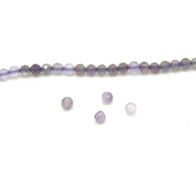 Runde Facettierte Mini-Amethyst-Perlen 2 mm, echte Halbedelsteinperlen - Klasse A - 40 Perlen oder 1 Strang