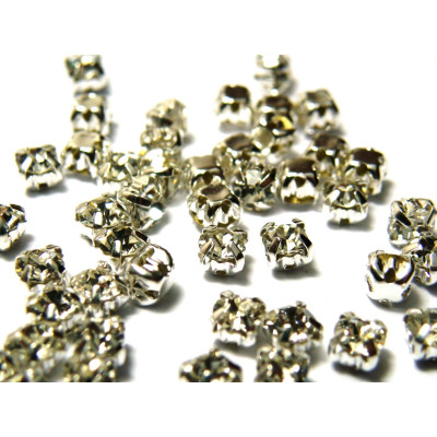 Medium Sew-on Crystal Rhinestones Montees 5 mm - Silver/Crystal - 20 pc