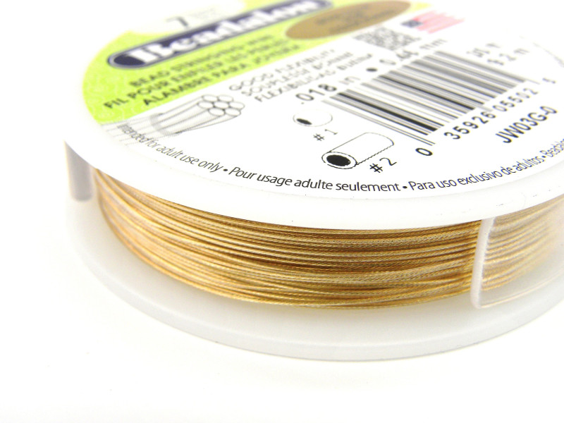 0.46 mm (.018 inch) Beadalon 7-Strand Nylon-Coated Stainless Steel Beading Wire - 9.2 m (30 ft.) Gold Color 0.46 mm (.018 inch) Beadalon 7-Strand Nylon-Coated Stainless Steel Beading Wire - 9.2 m (30 ft.) Gold Color