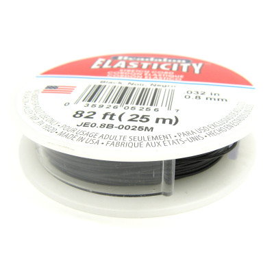 0,8 mm Beadalon Elasticity Gummiband - Schwarz (25 Meter)