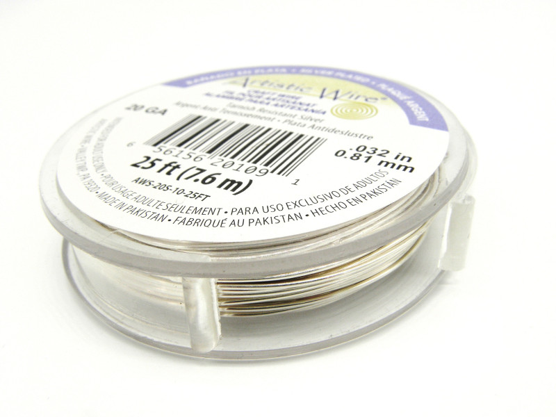 0.8 mm (20 GA) Beadalon Artistic Wire for Jewellery and Crafts - Non-Tarnish Silver Plated