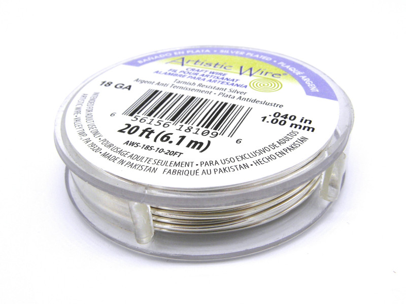 1.0 mm (18 GA) Beadalon Artistic Wire for Jewellery and Crafts - Non-Tarnish Silver Plated