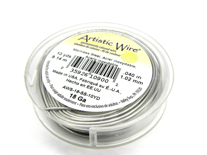 Beadalon Artistic Wire - Edelstahl Schmuckdraht 1,0 mm x 9,14 m (18 GA) - Silber mit Anlaufschutz