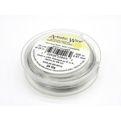 0.5 mm - 24 GA - Beadalon Hard Stainless Steel Wire - Artistic Wire Craft/Jewellery Wire - 18.3 m (20 Yd) - Silver