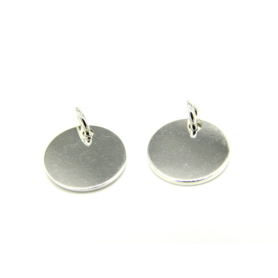 10 mm x 0,7 mm runder dicker Charm-Anhänger aus Sterling Silber 925 - Rohling + Ring  (1 od. 10 Stk.)