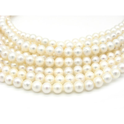 6 mm - Grade AA - Near Round Freshwater Cultured Pearls - White (1 Strand with 63 Pearls or 10 Pearls)