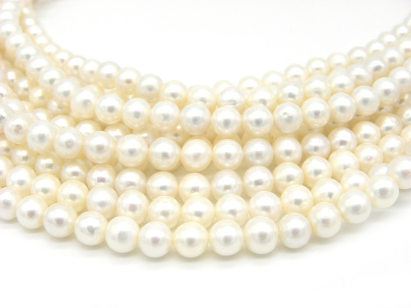 6 mm - Near Round Freshwater Cultured Pearls AA - White - 1 Strand or 10 pc