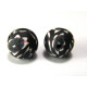 10 mm Runde Fimoperlen - Schwarz mit Weißen Blüten (10 Stk.)