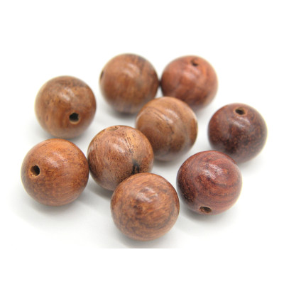 12 mm Round Wooden Beads - Natural Brown Wood (Waxed) - Pack of 20 Beads