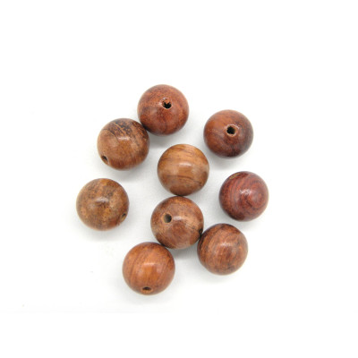 10 mm Round Wooden Beads - Natural Brown Wood (Waxed) - Pack of 20 Beads
