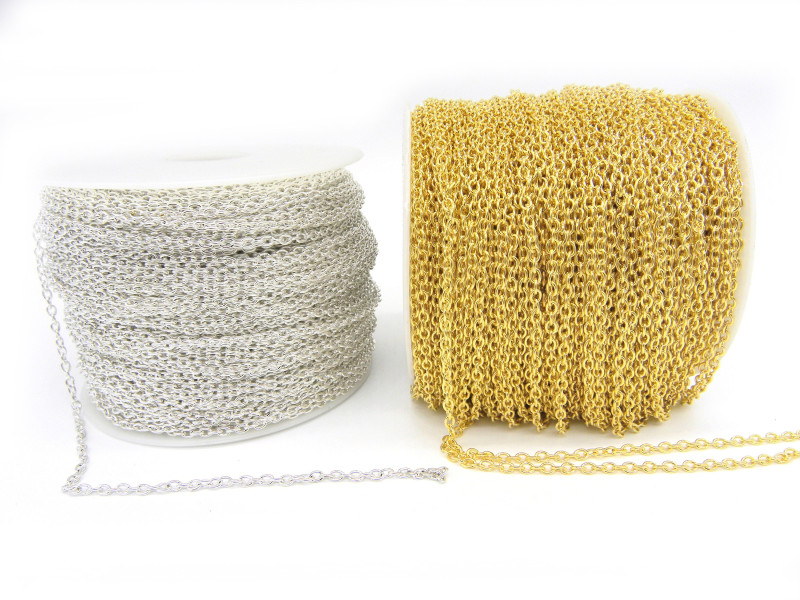 3,5 x 2.5 mm feine vergoldete/versilberte Gliederkette  (1 m oder 5 m)