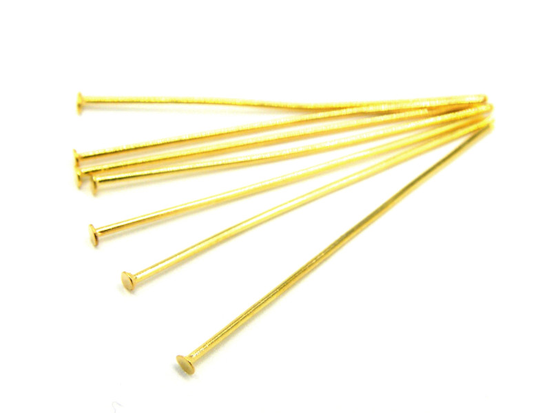 35 mm Medium Thin HQ Stainless Steel Head Pins - Gold Plated - 50 pc