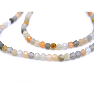 3.2 mm Small Round Faceted Orange Grey Moonstone B...