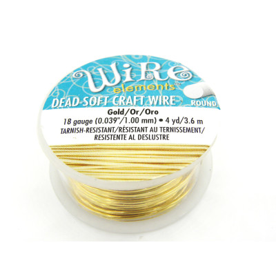 1,0 mm - 18 GA - Wire Elements Bastel-/Schmuckdraht - 3,6 m - Weiches, nicht anlaufendes Messing - Gold 1,0 mm - 18 GA - Wire Elements Bastel-/Schmuckdraht - 3,6 m - Weiches, nicht anlaufendes Messing - Gold
