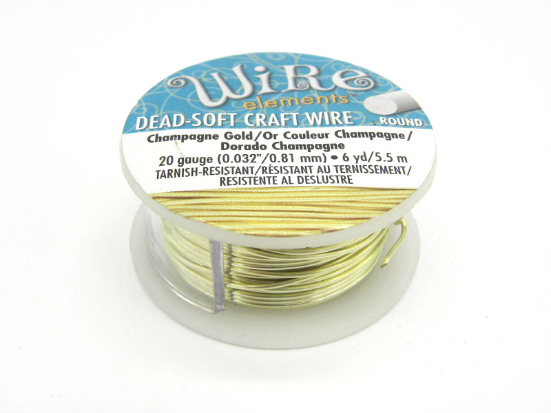 0,8 mm - 20 GA - Wire Elements Bastel-/Schmuckdraht - 5,4 m - Weiches, nicht anlaufendes Messing - Champagne (8K Gold)