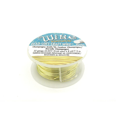 0.6 mm - 22 GA - The Bead Smith Wire Elements Round Jewellery Wire - 7.3 m (8 Yd) - Dead-Soft - Non-Tarnish Champagne 0.6 mm - 22 GA - The Bead Smith Wire Elements Round Jewellery Wire - 7.3 m (8 Yd) - Dead-Soft - Non-Tarnish Champagne
