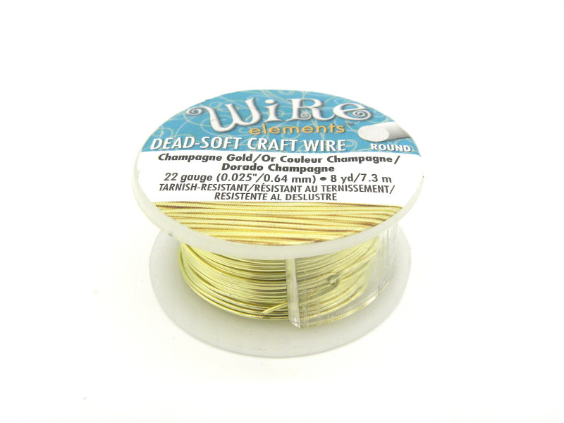 0.6 mm (22GA) The Bead Smith Wire Elements Dead-Soft Round Craft Wire - Non-Tarnish Champagne