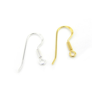 0.8 mm - Sterling Silver Fish Hook Earring Wires -...