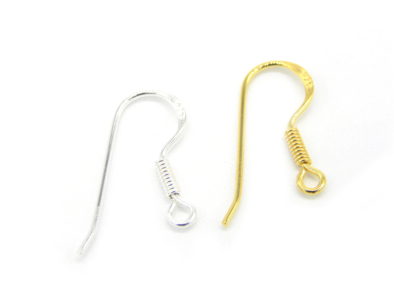 0,8 mm - 20 GA -Silber oder 24K vergoldete Fischerhaken-Ohrhänger aus Sterlingsilber 925 (1 Paar oder 5 Paare)