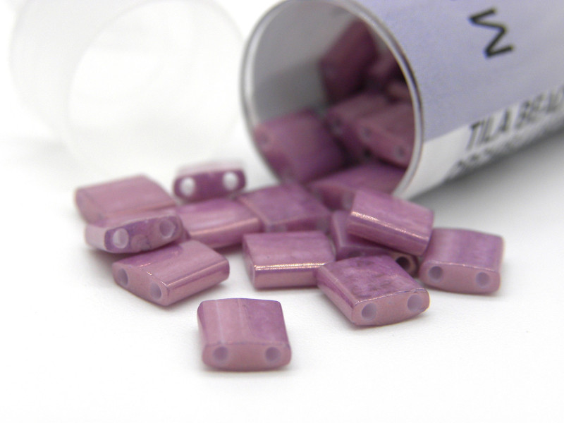 5 mm Japanese Miyuki Tila - Japanese 2-hole Square Beads - Opaque Dk. Orchid Luster - TL 1867 - 7.2 g Vial - Approx 85 Beads