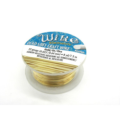 0.6 mm - 22 GA - The Bead Smith Wire Elements Round Craft/Jewellery Wire - 7.3 m (8 Yd) - Dead-Soft - Non-Tarnish Gold 0.6 mm - 22 GA - The Bead Smith Wire Elements Round Craft/Jewellery Wire - 7.3 m (8 Yd) - Dead-Soft - Non-Tarnish Gold