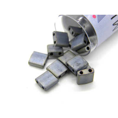 5 mm Japanische Miyuki Tila - 2-Loch Quadratische Perlen - 7,2 g Fläschchen -  Matte Metallic Silver Grey - TL 2002