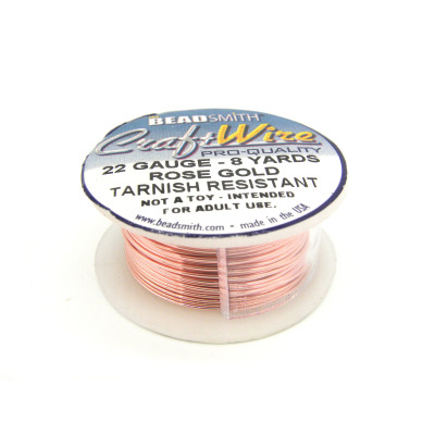 0.6 mm - 22 GA - The Bead Smith Round Craft/Jewellery Wire - 7.3 m (8 Yd) - Pro Quality - Non-Tarnish Rose Gold 0.6 mm - 22 GA - The Bead Smith Round Craft/Jewellery Wire - 7.3 m (8 Yd) - Pro Quality - Non-Tarnish Rose Gold
