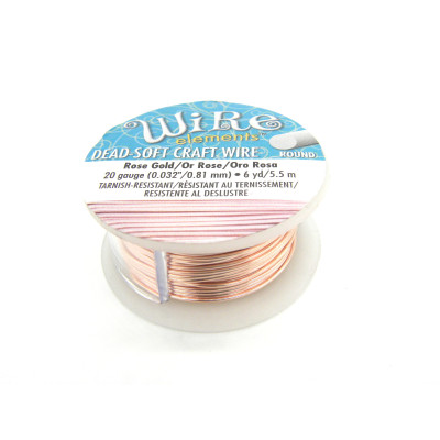 0.6 mm - 22 GA - The Bead Smith Wire Elements Round Craft/Jewellery Wire - 5.5 m (6 Yd) - Dead-Soft - Non-Tarnish Rose Gold 0.6 mm - 22 GA - The Bead Smith Wire Elements Round Craft/Jewellery Wire - 5.5 m (6 Yd) - Dead-Soft - Non-Tarnish Rose Gold