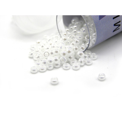 11/0 (2 mm) Miyuki Round Japanese Seed Beads - Pearl Ceylon White (11-9420) - 8.5 g Vial