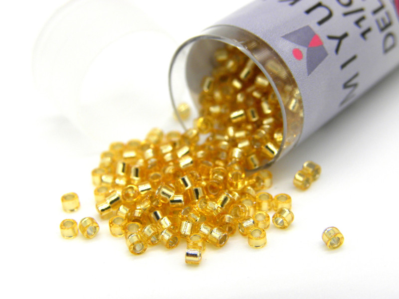 11/0 Miyuki Delica Seed Beads -  Silver Lined Gold DB 042 - 7.2 g Vial