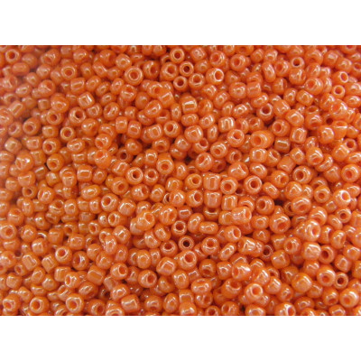 11/0 (2 mm) Round Glass Seed Beads, Round Rocailles  - Orange opaque lustre - 15 g or 50 g