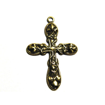 27 x 40 mm (1 x 1.6 inch) Trinity Brass Cross Charm - Pendant - Antique Gold or Antique Silver (1 Pc.)