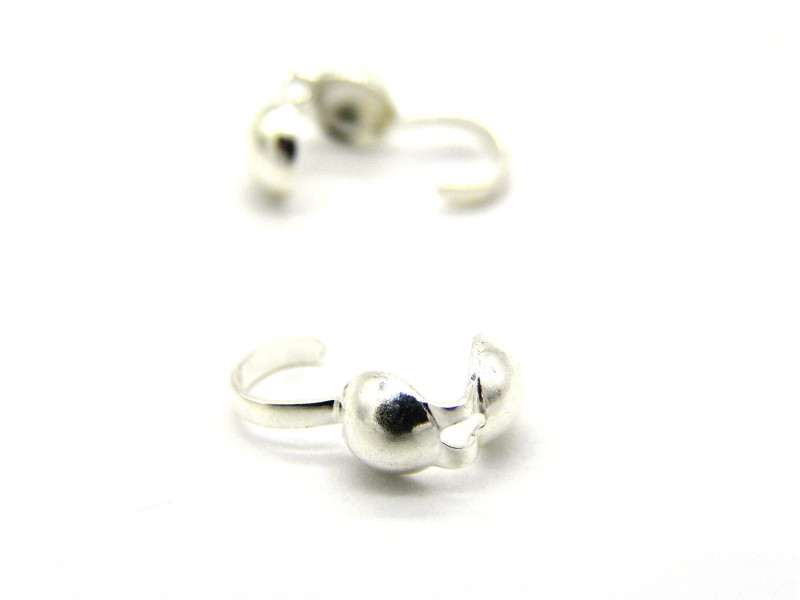 4 mm Sterling Silber 925 Klappkalotten mit Haken - 2 Stk. oder 10 Stk.