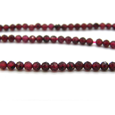Runde facettierte Mini-Granat-Perlen, winzige geschliffene Edelsteinperlen - 3,0 mm - 1 Strang oder 40 Perlen