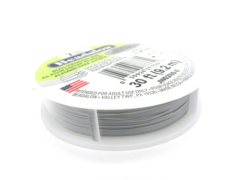 0.38 mm (.015 inch) Beadalon 7-Strand Nylon-Coated Stainless Steel Beading Wire - 9.2 m (30 ft) Satin Silver 0.38 mm (.015 inch) Beadalon 7-Strand Nylon-Coated Stainless Steel Beading Wire - 9.2 m (30 ft) Satin Silver